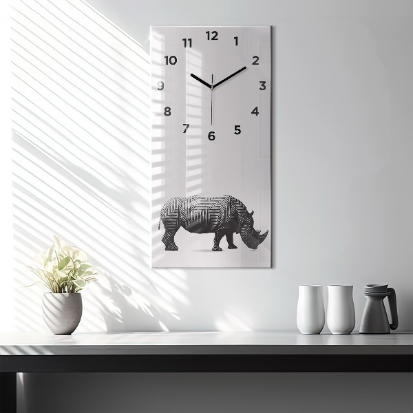 Horloge murale verticale Dessin au trait de rhinocéros