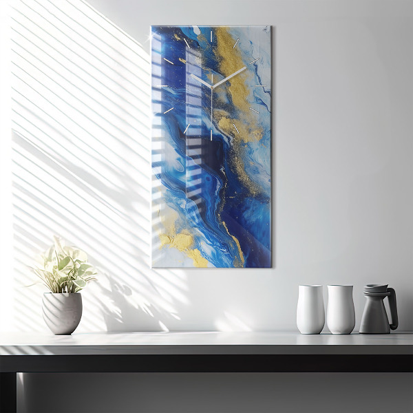 Horloge murale verticale marbre bleu