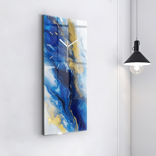 Horloge murale verticale marbre bleu