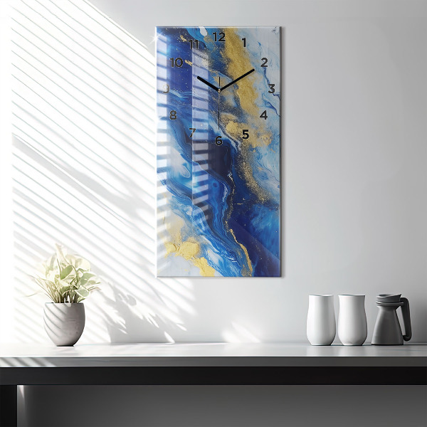 Horloge murale verticale marbre bleu