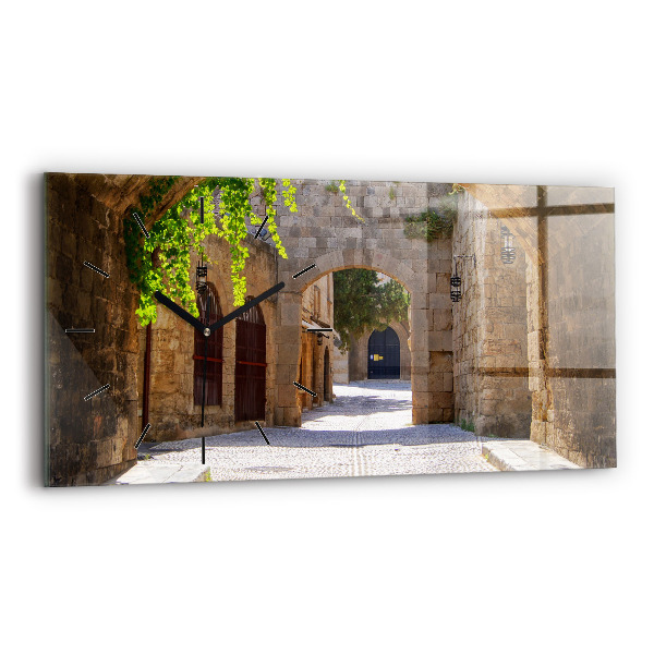 Horloge rectangulaire horizontale Rue pittoresque de Rhodes