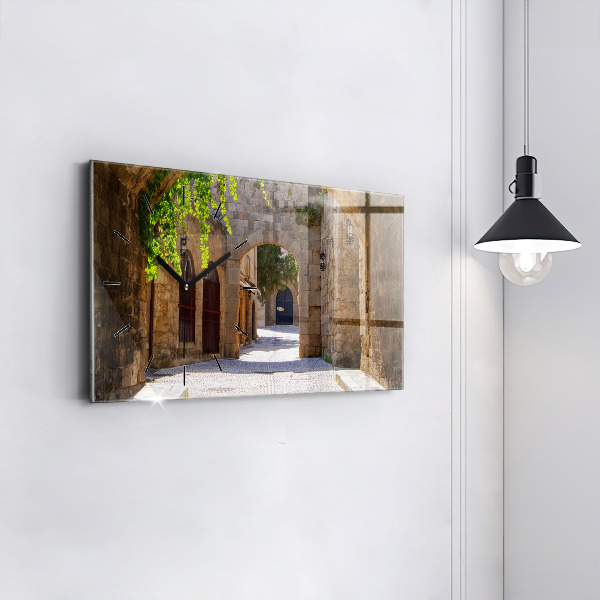Horloge rectangulaire horizontale Rue pittoresque de Rhodes