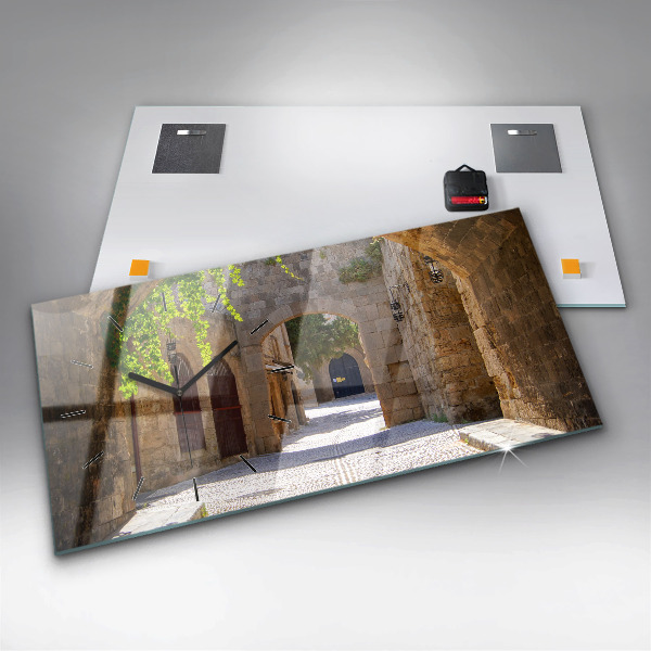 Horloge rectangulaire horizontale Rue pittoresque de Rhodes
