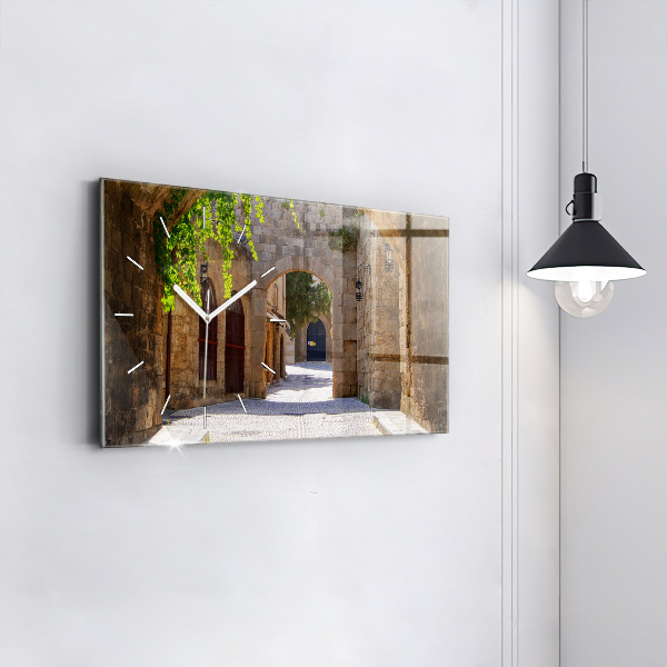 Horloge rectangulaire horizontale Rue pittoresque de Rhodes