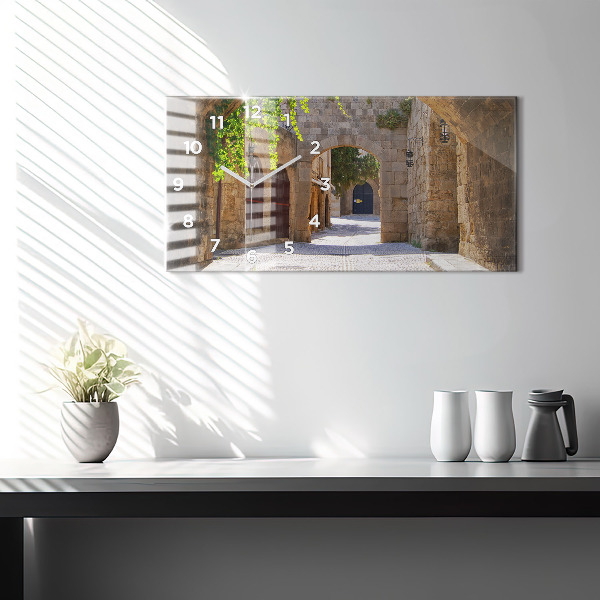 Horloge rectangulaire horizontale Rue pittoresque de Rhodes