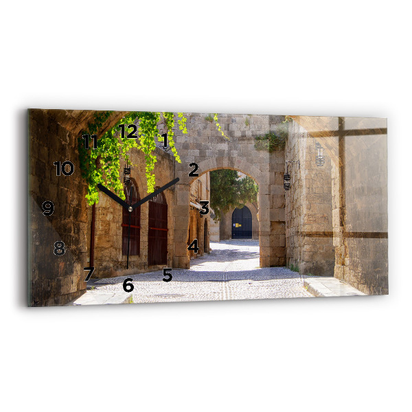Horloge rectangulaire horizontale Rue pittoresque de Rhodes