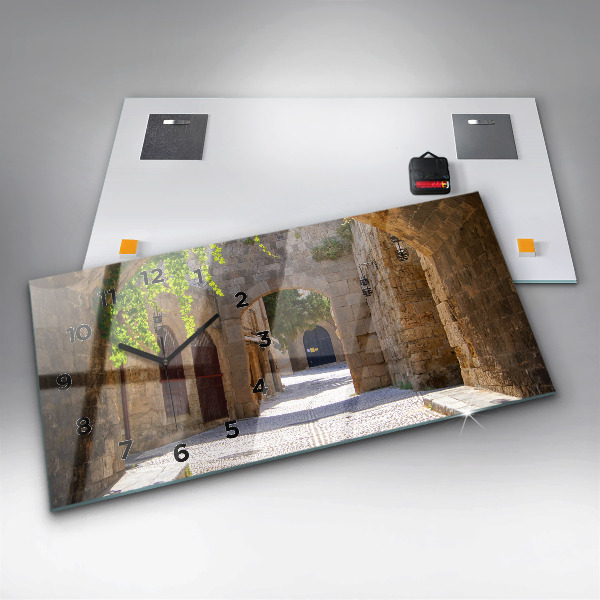 Horloge rectangulaire horizontale Rue pittoresque de Rhodes