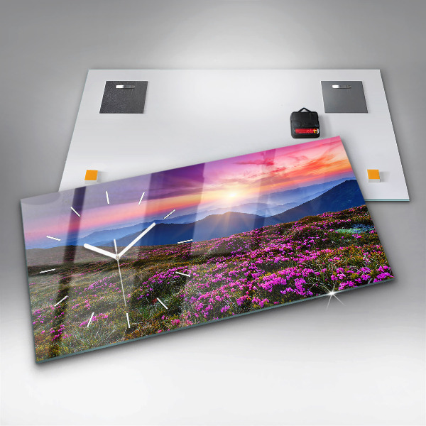 Horloge rectangulaire horizontale Fleurs du lever du soleil