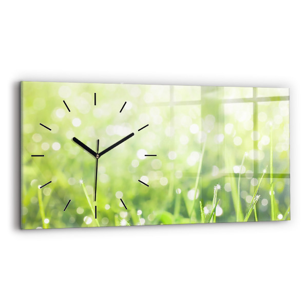 Horloge rectangulaire horizontale herbe verte