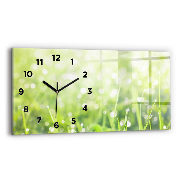 Horloge rectangulaire horizontale herbe verte