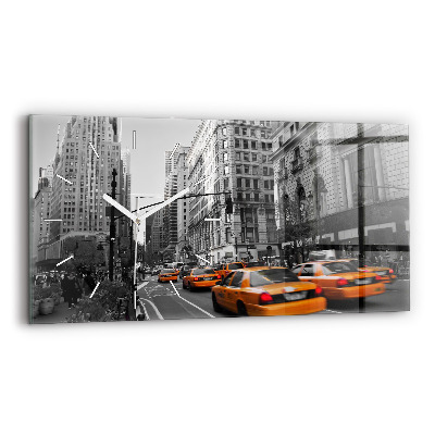 Horloge rectangulaire horizontale Manhattan et les taxis