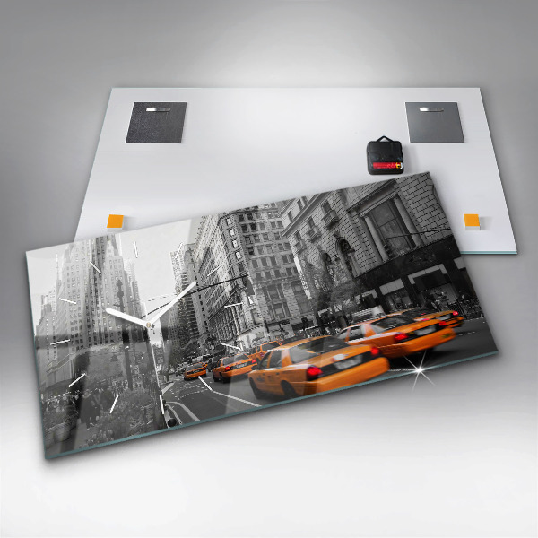 Horloge rectangulaire horizontale Manhattan et les taxis