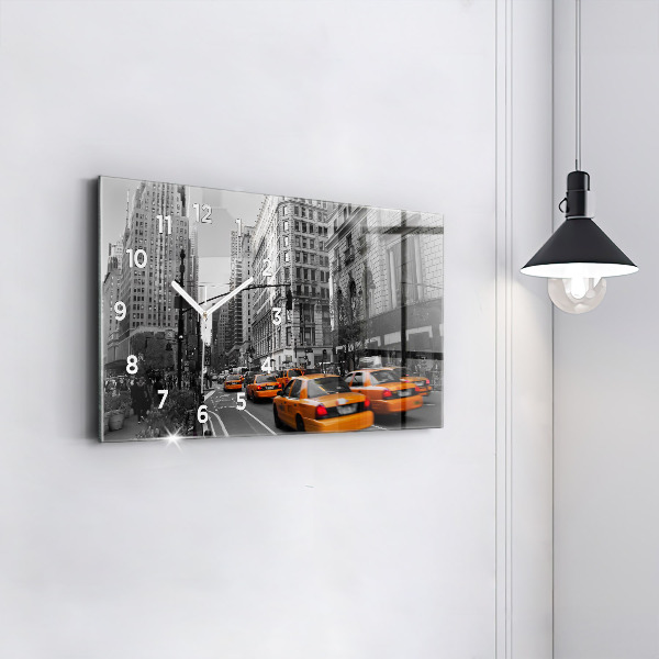 Horloge rectangulaire horizontale Manhattan et les taxis