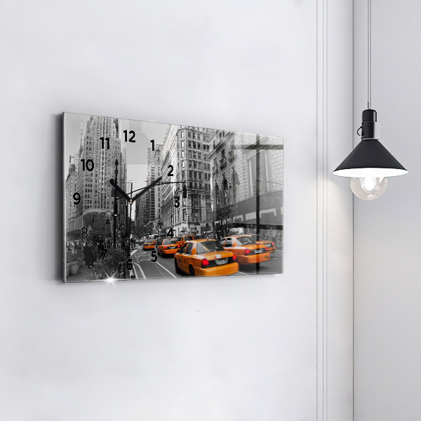 Horloge rectangulaire horizontale Manhattan et les taxis