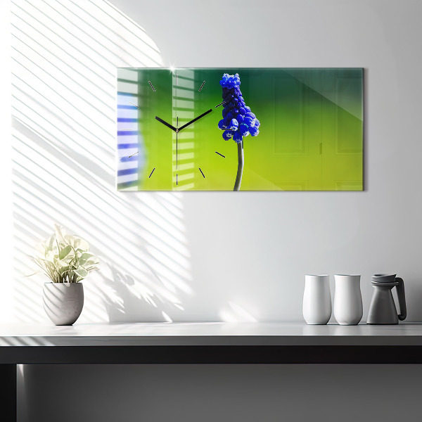 Horloge rectangulaire horizontale Fleurs bleues