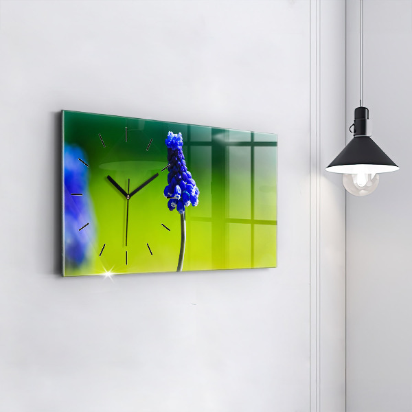 Horloge rectangulaire horizontale Fleurs bleues