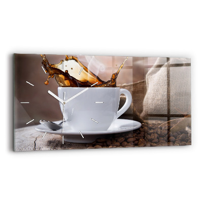 Horloge rectangulaire horizontale Une tasse de café