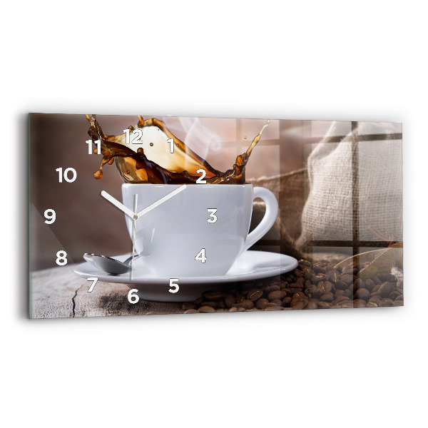 Horloge rectangulaire horizontale Une tasse de café