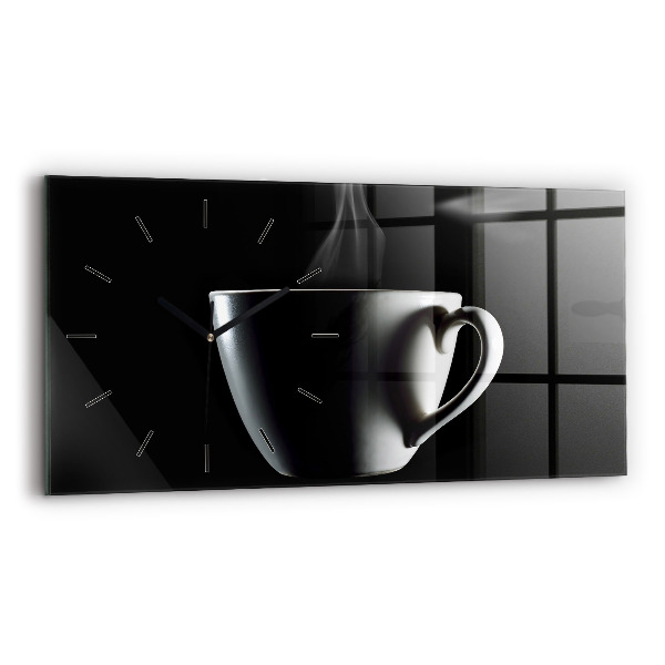 Horloge rectangulaire horizontale Une tasse de café