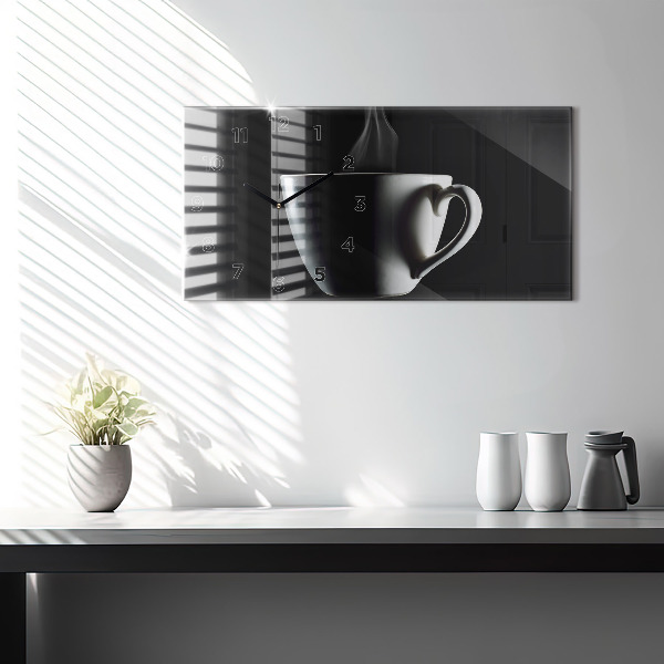 Horloge rectangulaire horizontale Une tasse de café