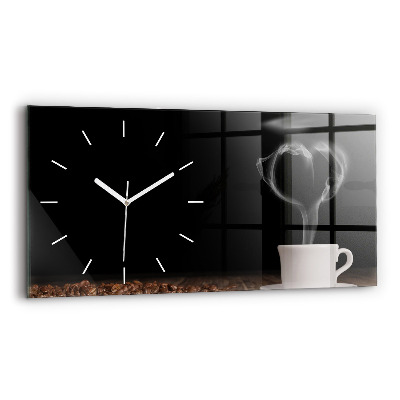 Horloge rectangulaire horizontale Une tasse de café chaud