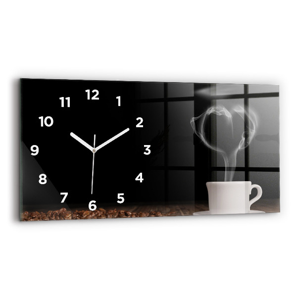 Horloge rectangulaire horizontale Une tasse de café chaud