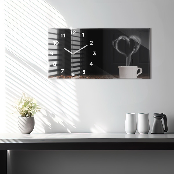 Horloge rectangulaire horizontale Une tasse de café chaud