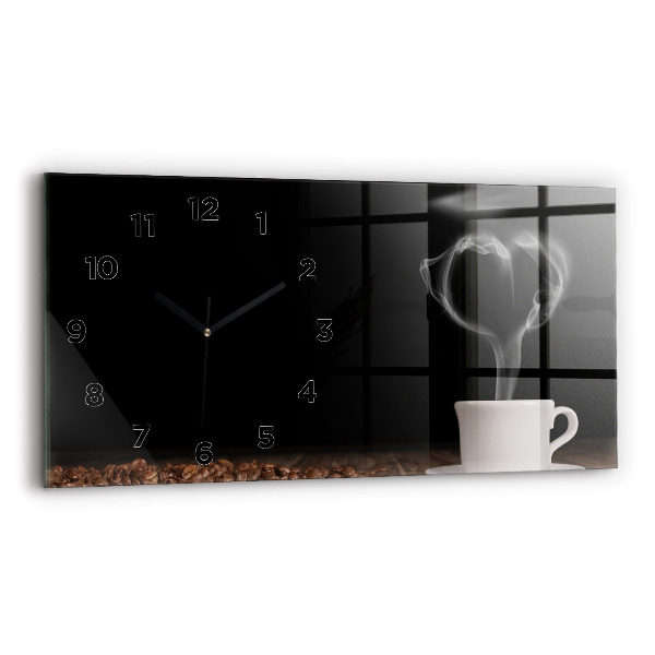 Horloge rectangulaire horizontale Une tasse de café chaud