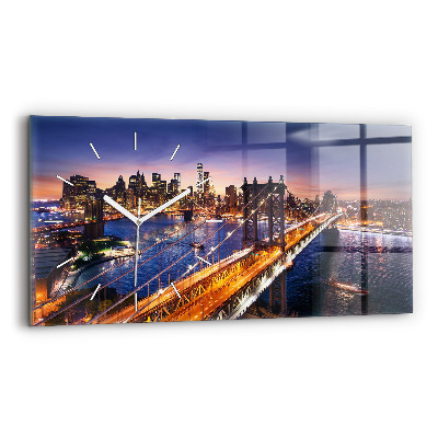 Horloge rectangulaire horizontale New York et le coucher du soleil