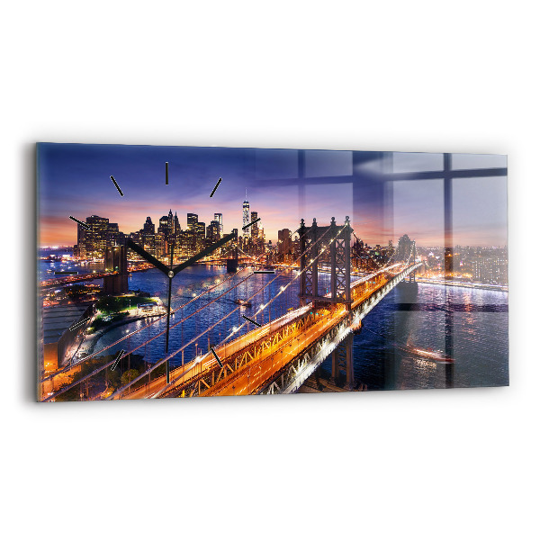 Horloge rectangulaire horizontale New York et le coucher du soleil