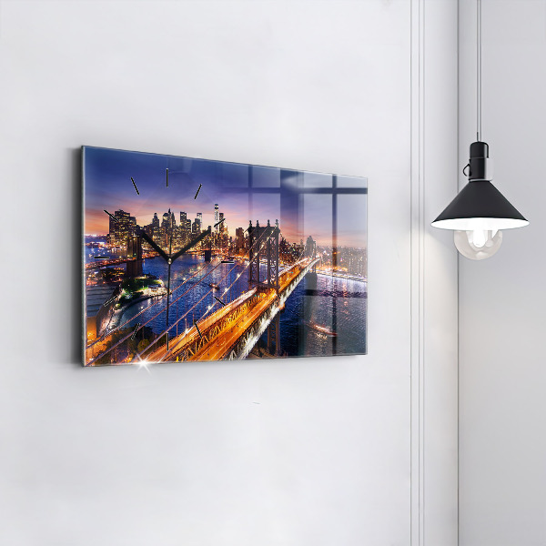 Horloge rectangulaire horizontale New York et le coucher du soleil