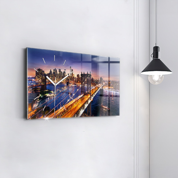 Horloge rectangulaire horizontale New York et le coucher du soleil