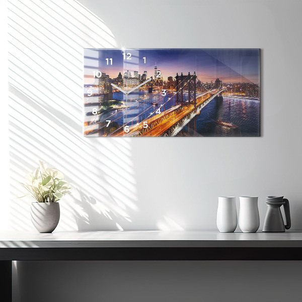 Horloge rectangulaire horizontale New York et le coucher du soleil