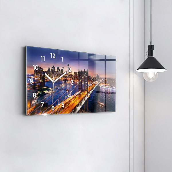 Horloge rectangulaire horizontale New York et le coucher du soleil