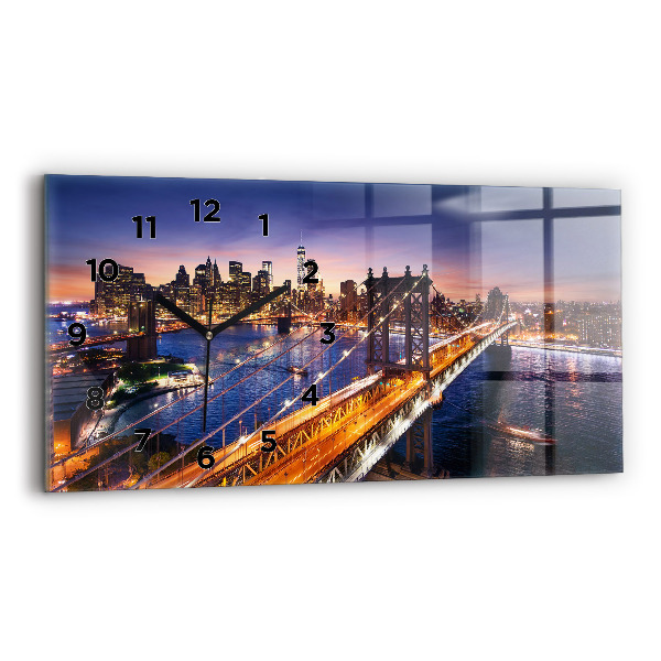 Horloge rectangulaire horizontale New York et le coucher du soleil