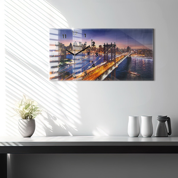 Horloge rectangulaire horizontale New York et le coucher du soleil