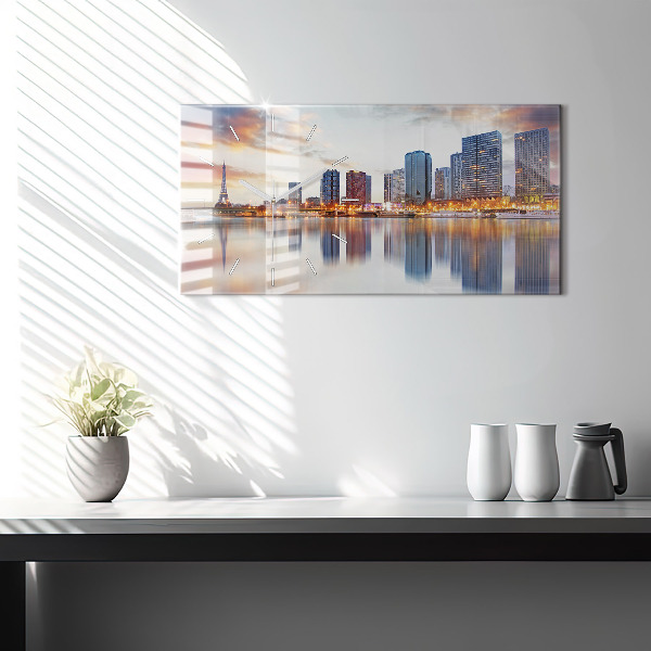 Horloge rectangulaire horizontale Panorama avec la Tour Eiffel