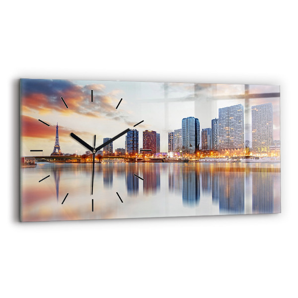 Horloge rectangulaire horizontale Panorama avec la Tour Eiffel