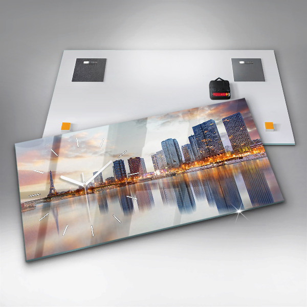 Horloge rectangulaire horizontale Panorama avec la Tour Eiffel