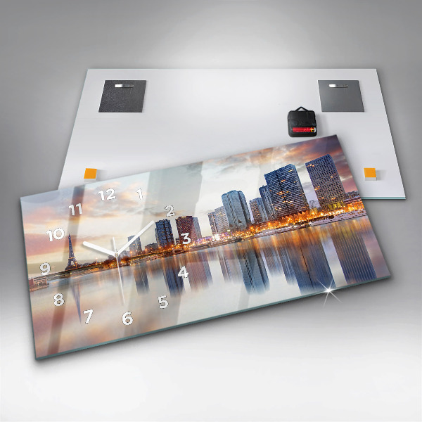 Horloge rectangulaire horizontale Panorama avec la Tour Eiffel
