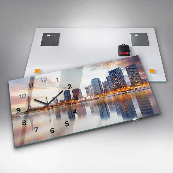 Horloge rectangulaire horizontale Panorama avec la Tour Eiffel