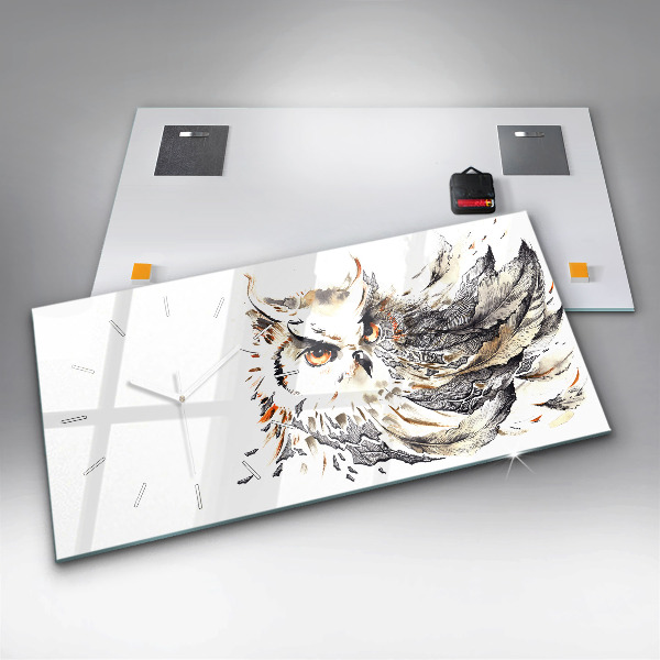 Horloge rectangulaire horizontale Hibou symbole de sagesse