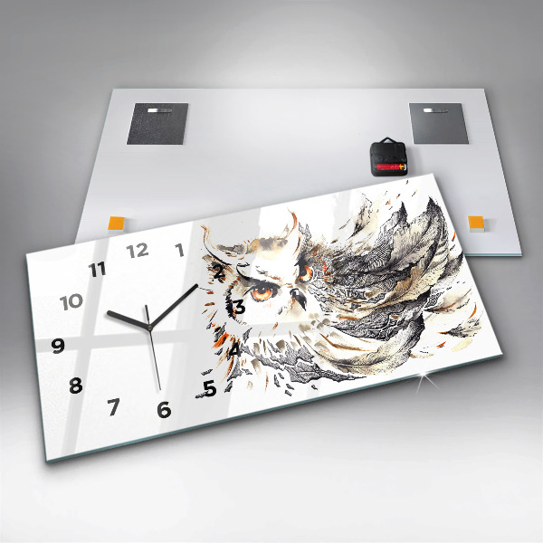 Horloge rectangulaire horizontale Hibou symbole de sagesse