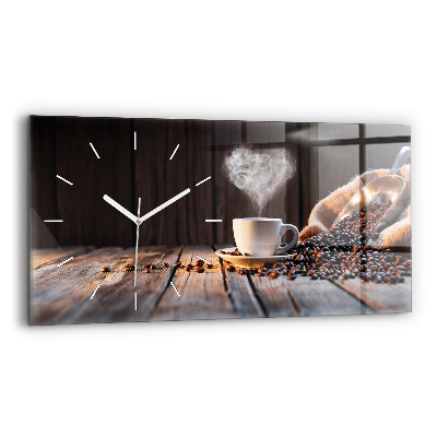 Horloge rectangulaire horizontale Une tasse de café