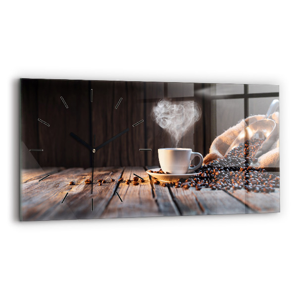 Horloge rectangulaire horizontale Une tasse de café