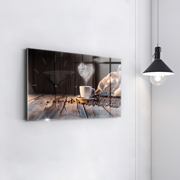 Horloge rectangulaire horizontale Une tasse de café