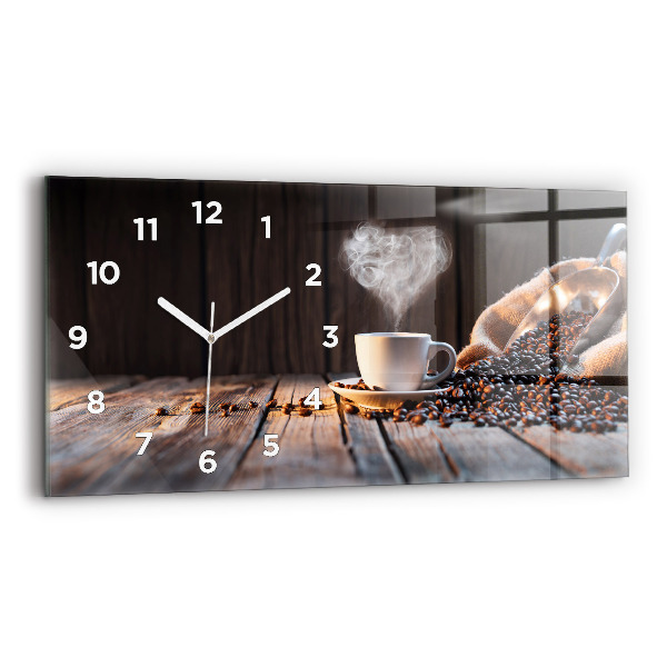 Horloge rectangulaire horizontale Une tasse de café