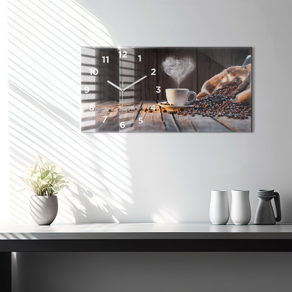 Horloge rectangulaire horizontale Une tasse de café