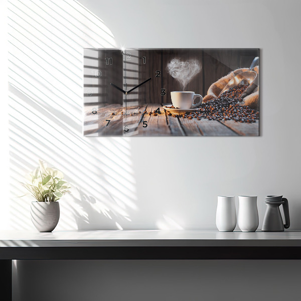 Horloge rectangulaire horizontale Une tasse de café