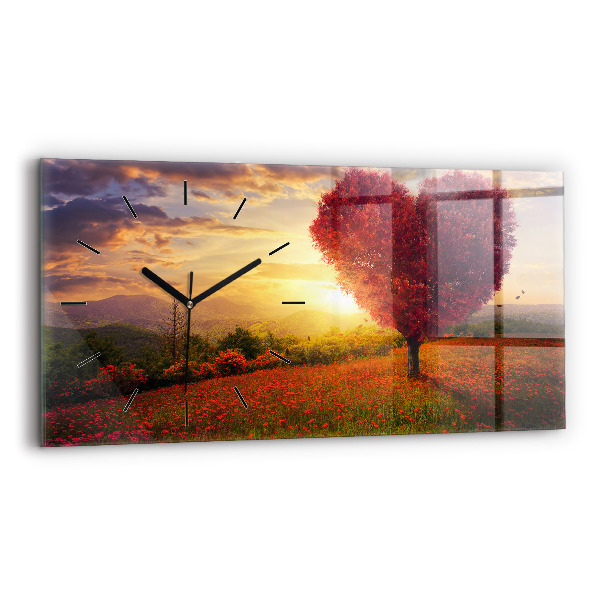 Horloge rectangulaire horizontale 'Arbre en forme de cœur d''amour'